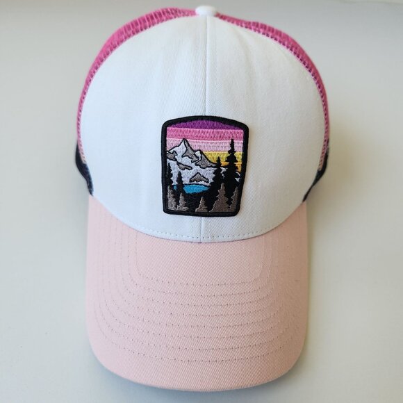 Grace Folly Beach Trucker Hat Mountain Patch Pink Mesh Adjustable Baseball Cap - Picture 2 of 8